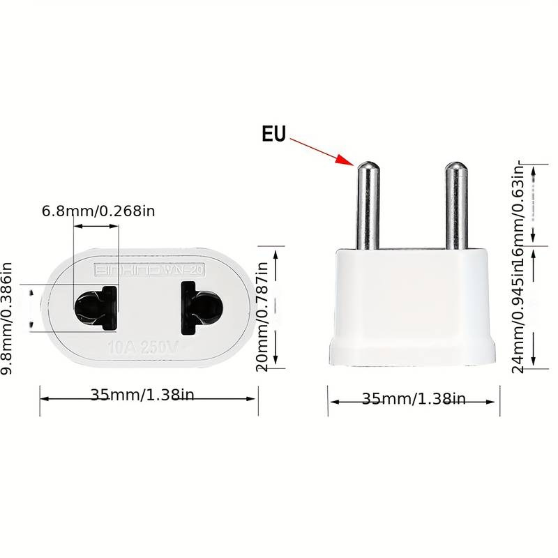 EU-kontaktadapteruttag US till EU-kontaktströmadapteromvandlare Vit